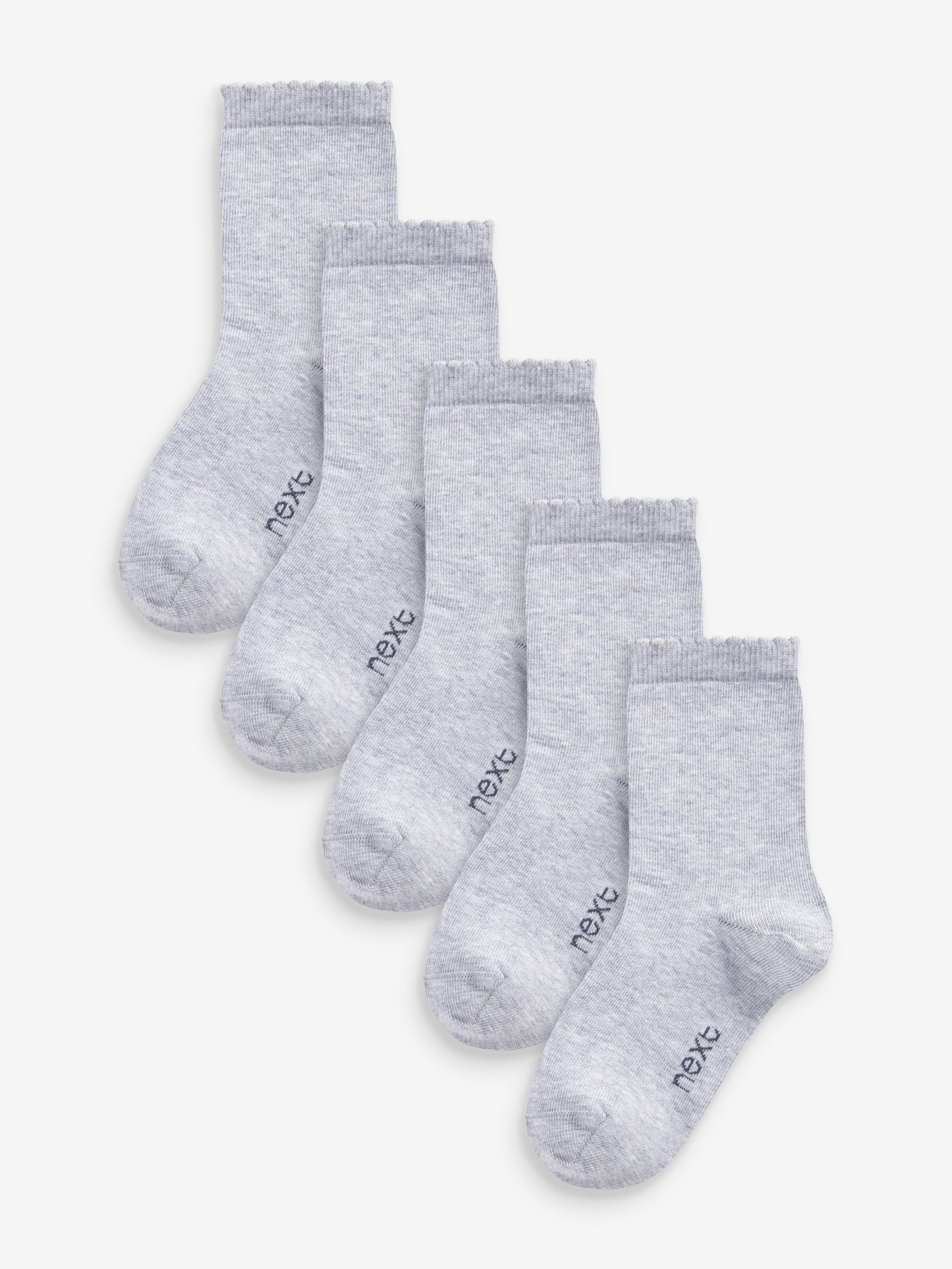 Light Grey 5 Pack Cotton Rich School Ankle Socks image 1