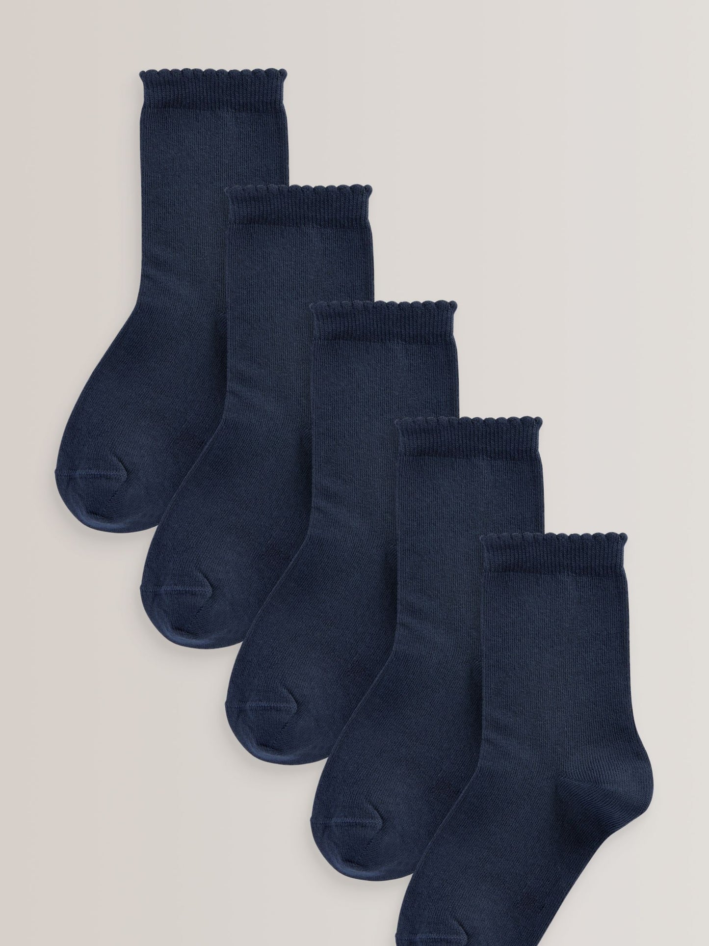 Navy Blue 5 Pack Cotton Rich School Ankle Socks image 1