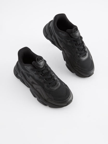 Black Elastic Lace Trainers image 1