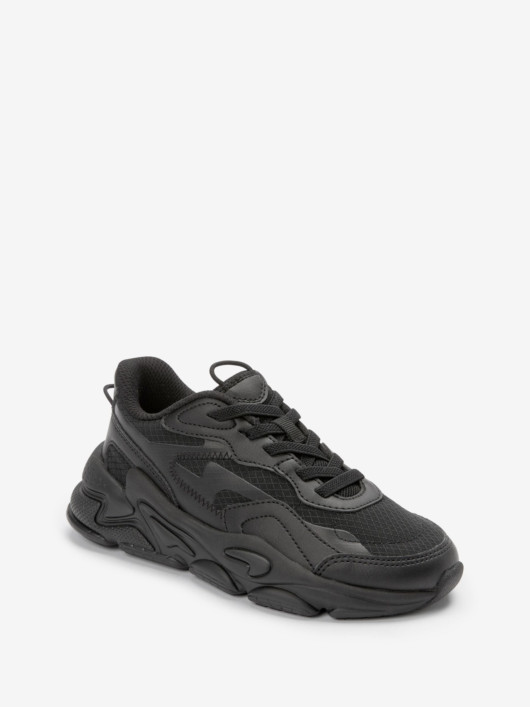 Black Elastic Lace Trainers image 3