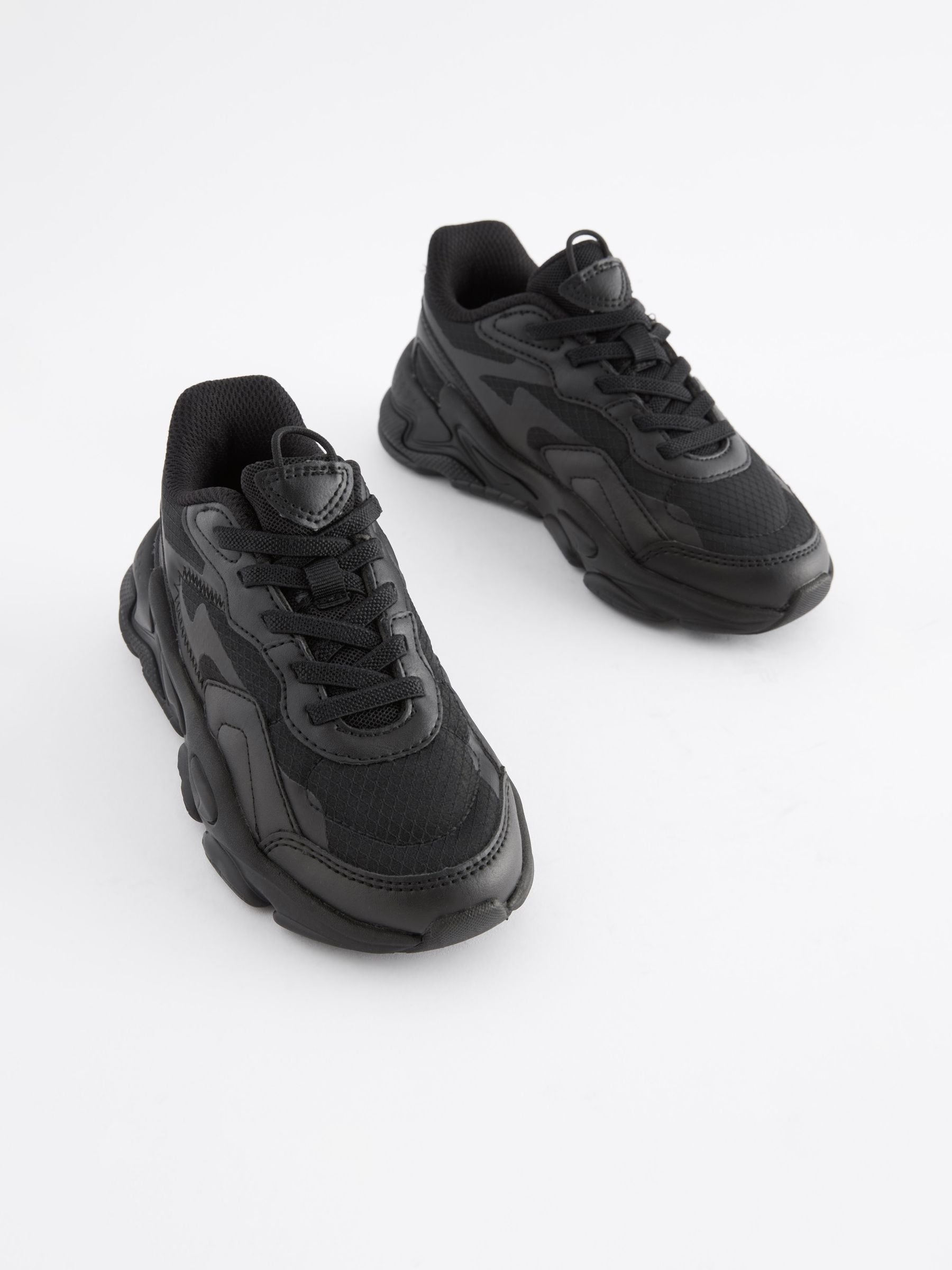 Black Elastic Lace Trainers image 4
