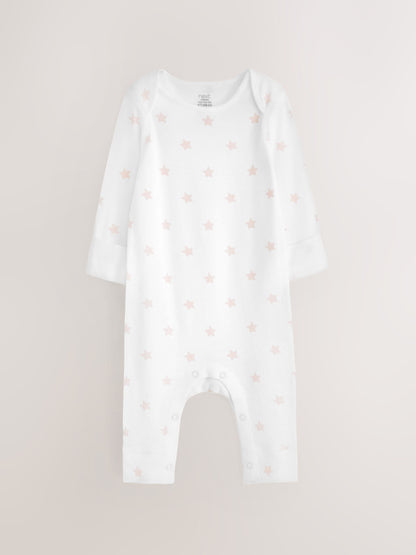 Pink Star 2 Pack Kind To Skin Baby Sleepsuits (0-2yrs) image 2