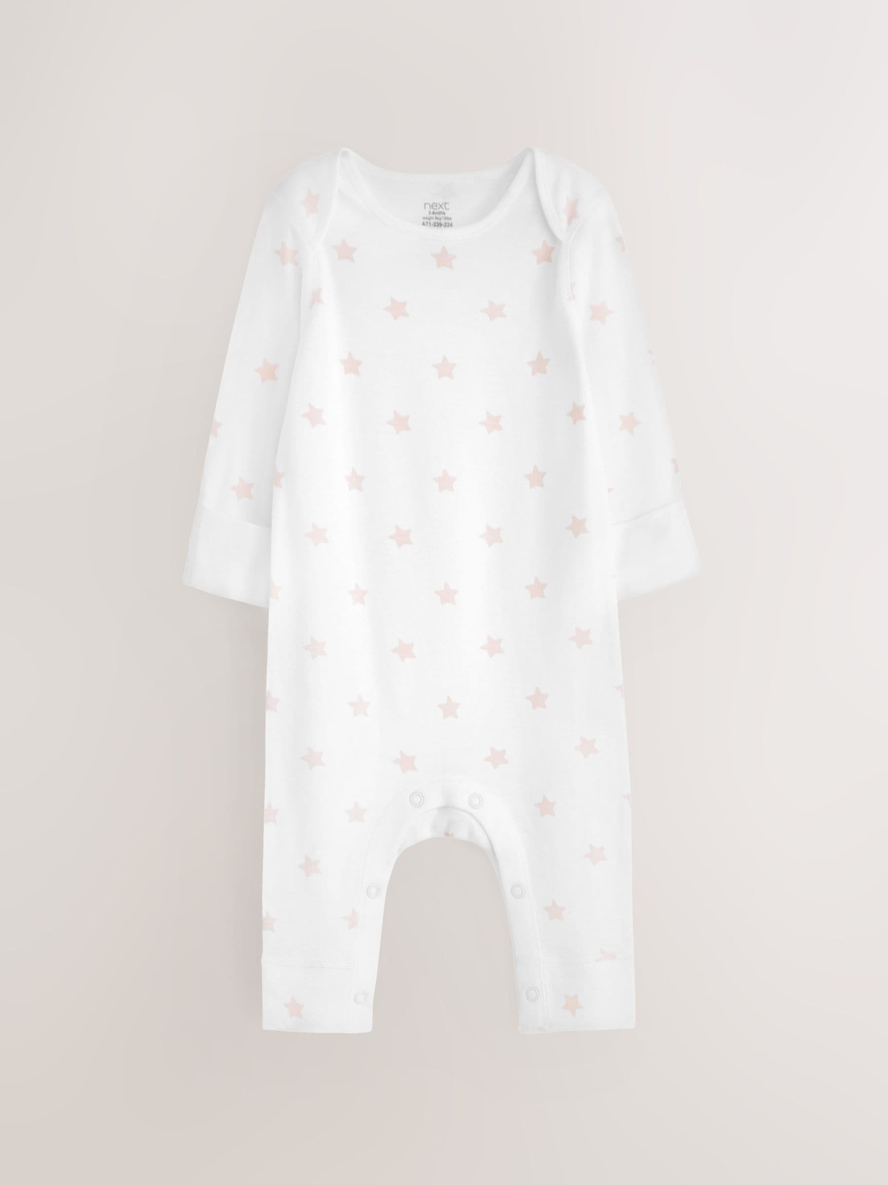 Pink Star 2 Pack Kind To Skin Baby Sleepsuits (0-2yrs) image 2