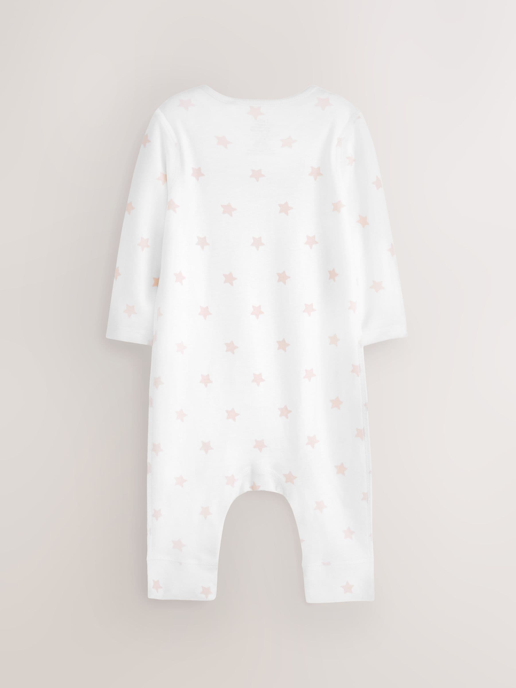 Pink Star 2 Pack Kind To Skin Baby Sleepsuits (0-2yrs) image 3