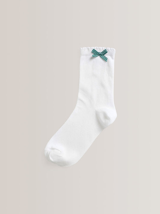 Green 5 Pack Cotton Rich Gingham Ankle School Socks image 3