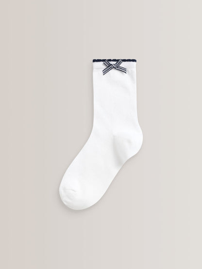 Navy 5 Pack Cotton Rich Gingham Ankle School Socks image 3
