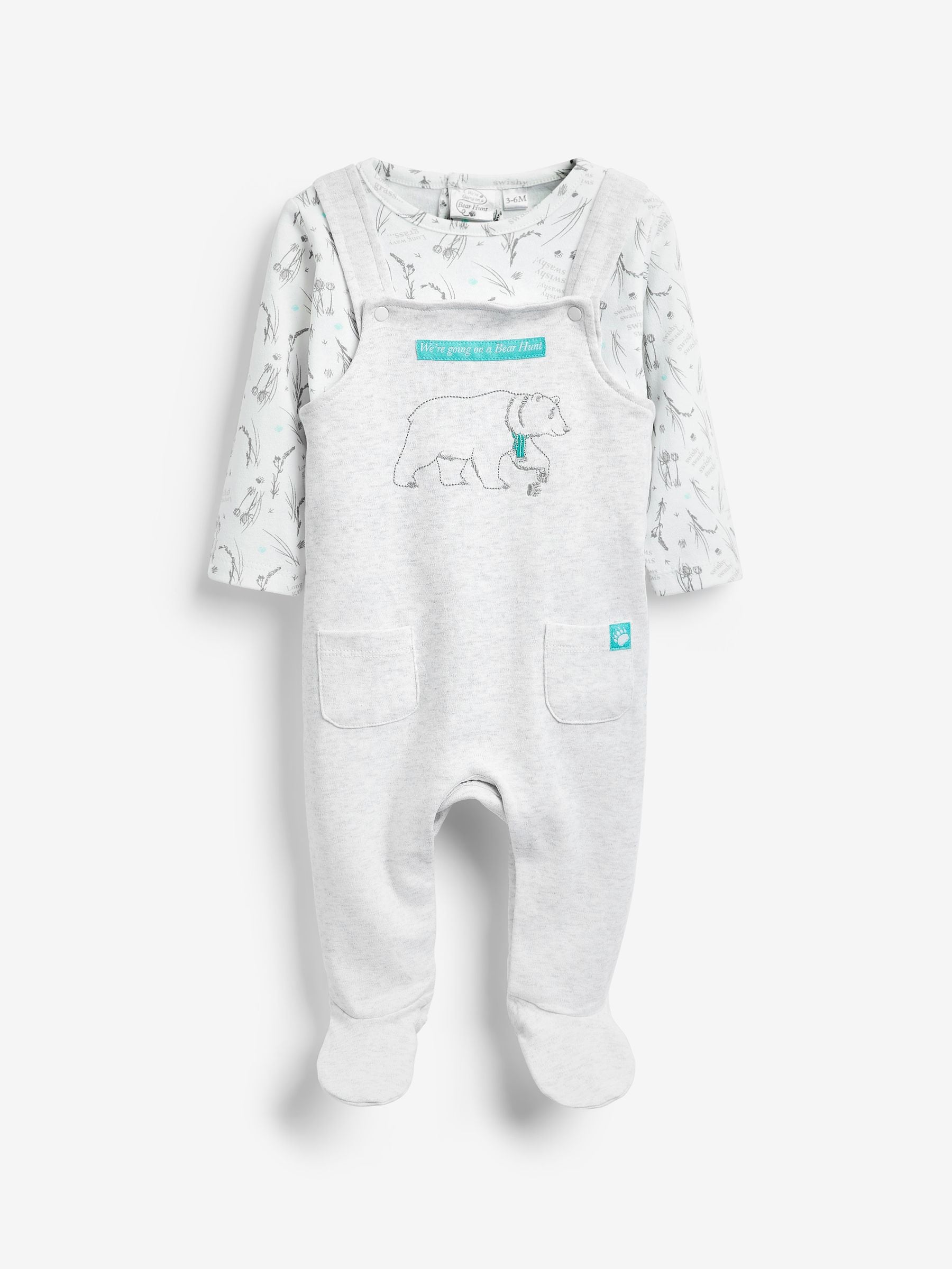 We're Going On A Bear Hunt Cream 100% Cotton Dungarees And T-Shirt Set image 1