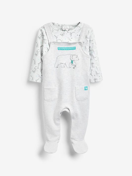 We're Going On A Bear Hunt Cream 100% Cotton Dungarees And T-Shirt Set image 1