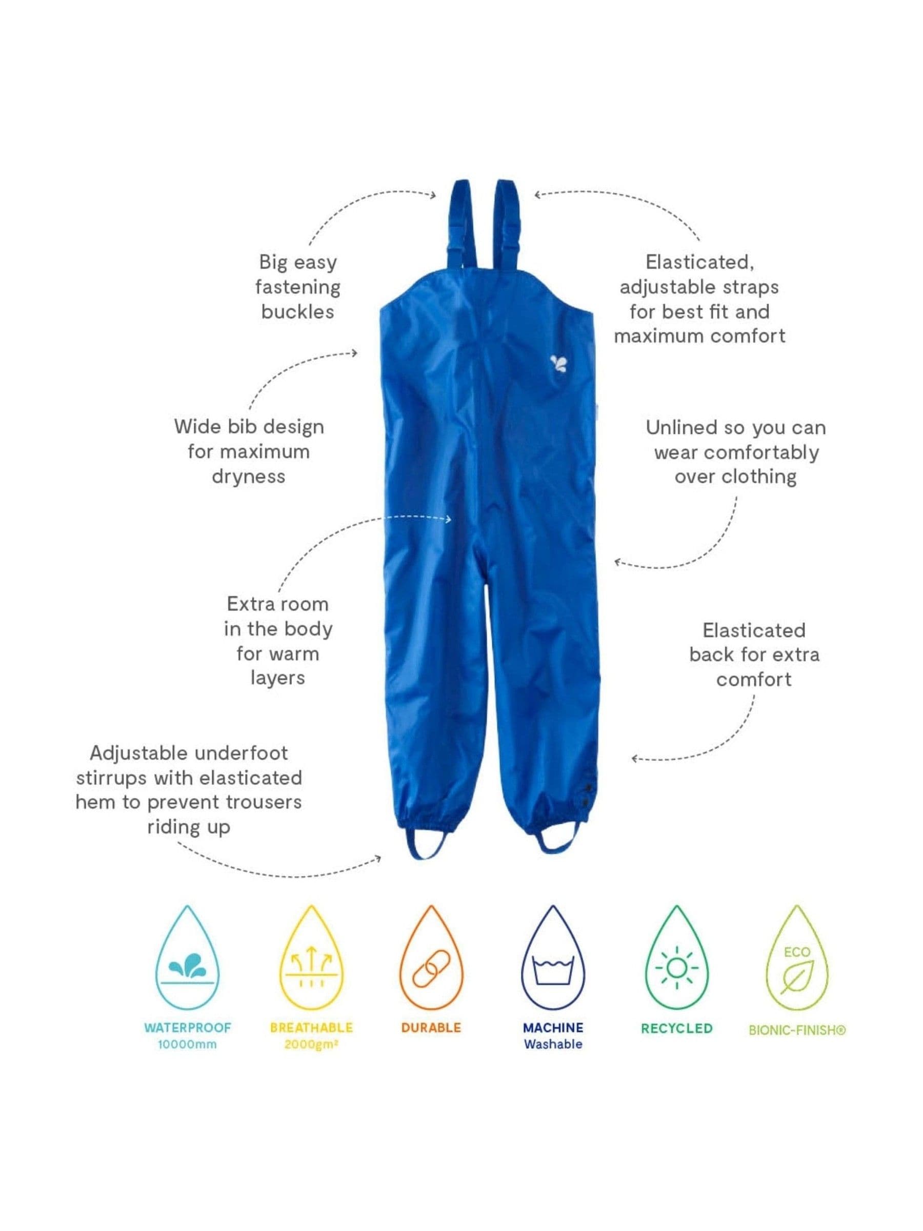 Muddy Puddles Blue Originals Waterproof Dungarees image 5