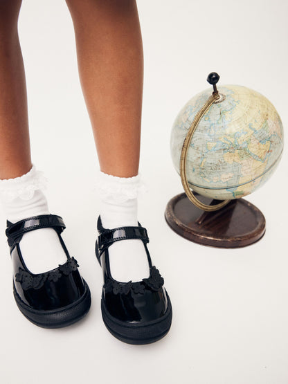 Black Butterfly Detail Standard Fit (F) Patent Leather School Mary Jane Shoes image 3