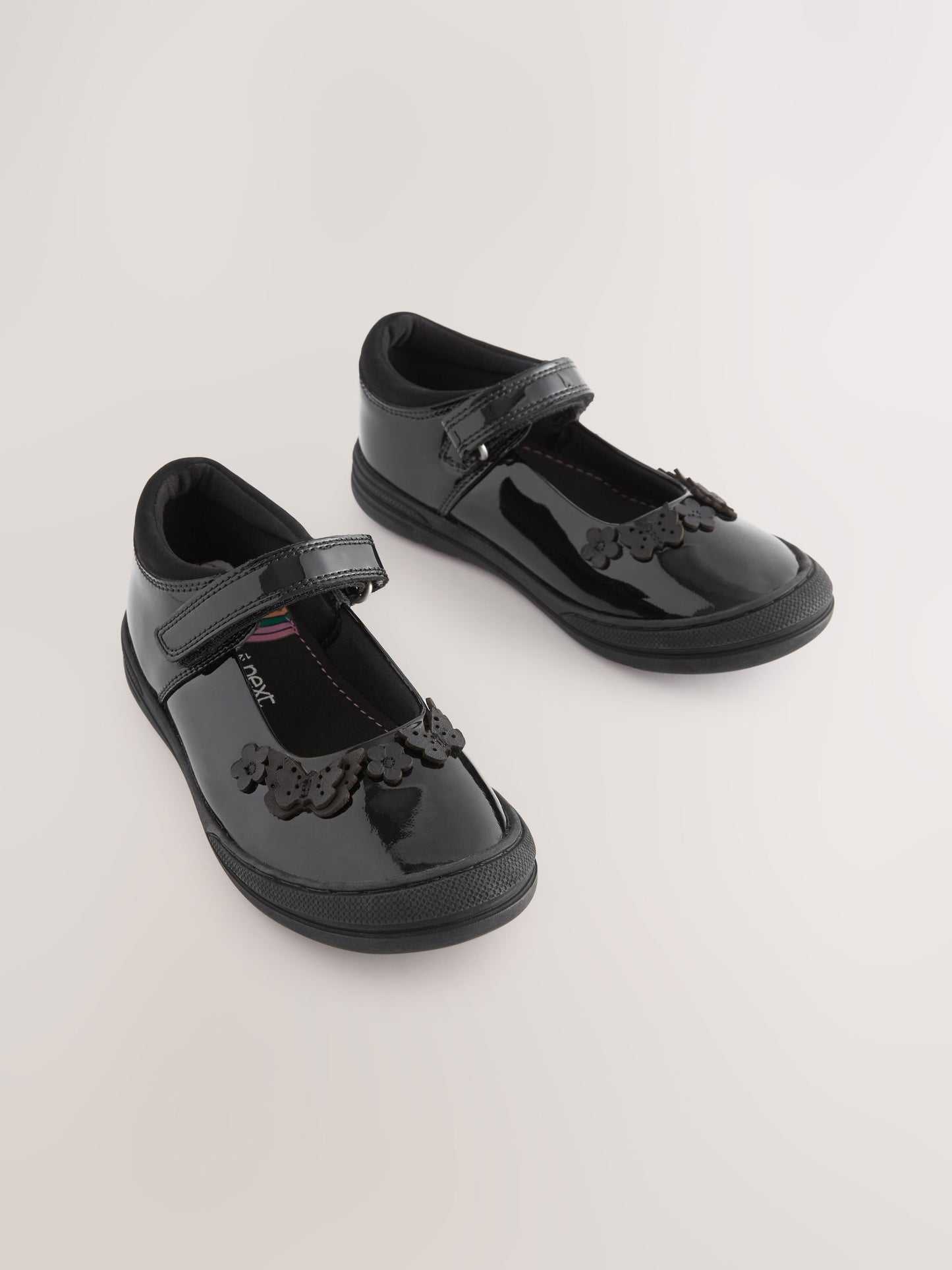 Black Butterfly Detail Standard Fit (F) Patent Leather School Mary Jane Shoes image 4