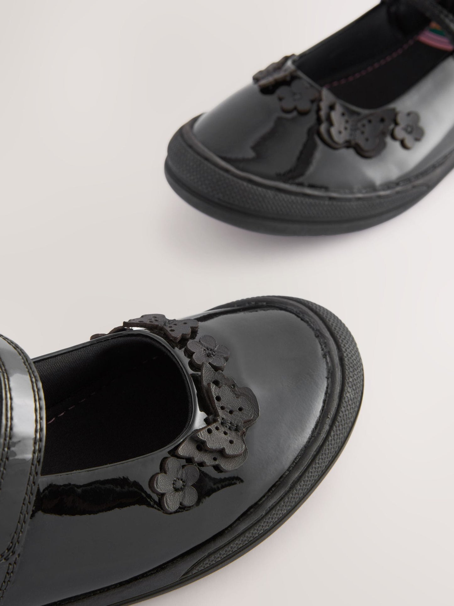 Black Butterfly Detail Standard Fit (F) Patent Leather School Mary Jane Shoes image 7