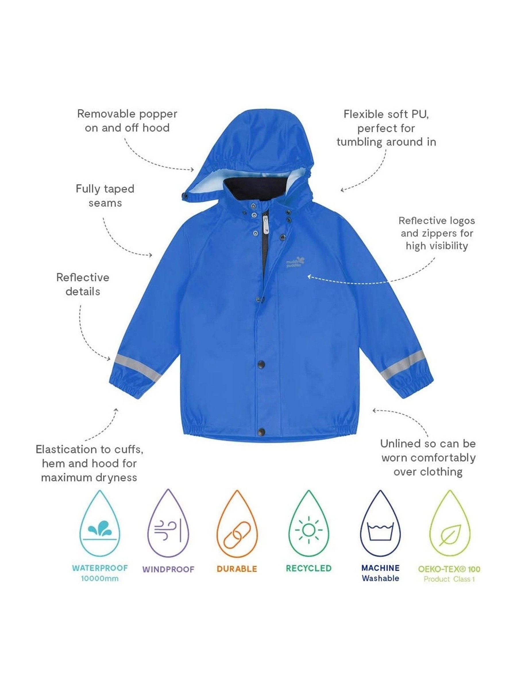 Dsiney Kidz - Muddy Puddles Royal Blue Rainy Day Waterproof Jacket image 5