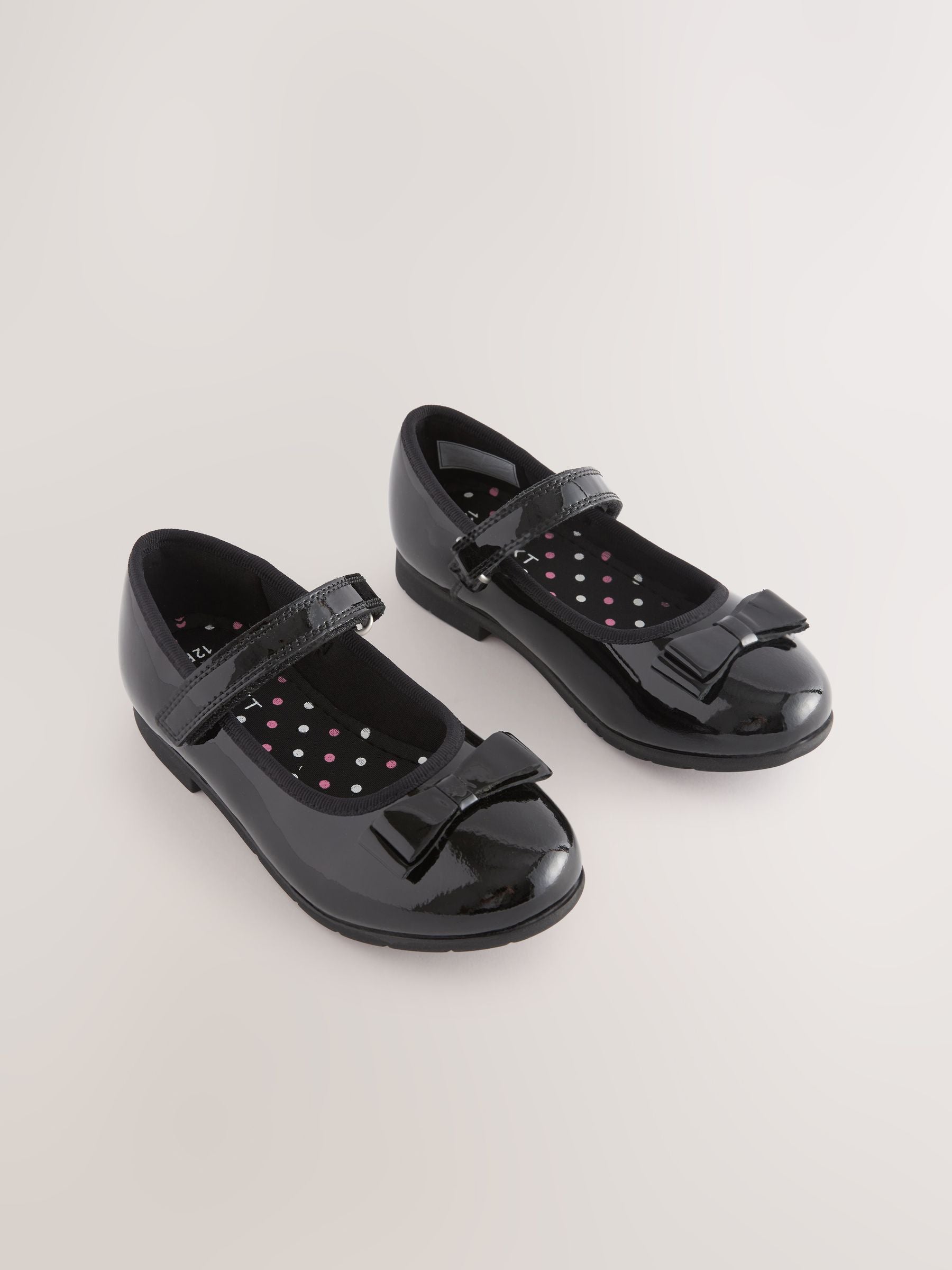 Black Patent Narrow Fit (E) School Leather Bow Mary Jane Shoes image 1