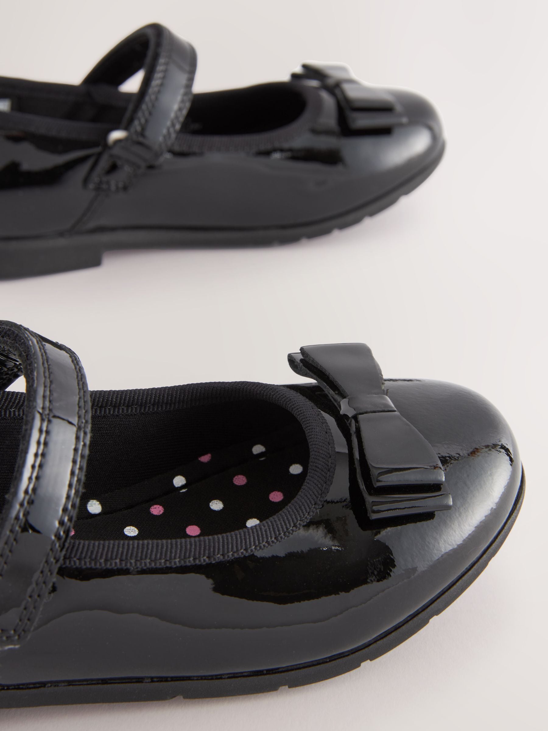 Black Patent Narrow Fit (E) School Leather Bow Mary Jane Shoes image 3