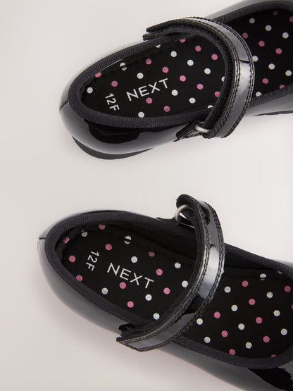Black Patent Narrow Fit (E) School Leather Bow Mary Jane Shoes image 4