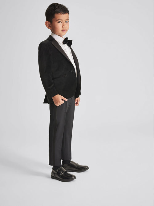 Reiss Black Ace 4-9 yrs Single Breasted Velvet Blazer image 1