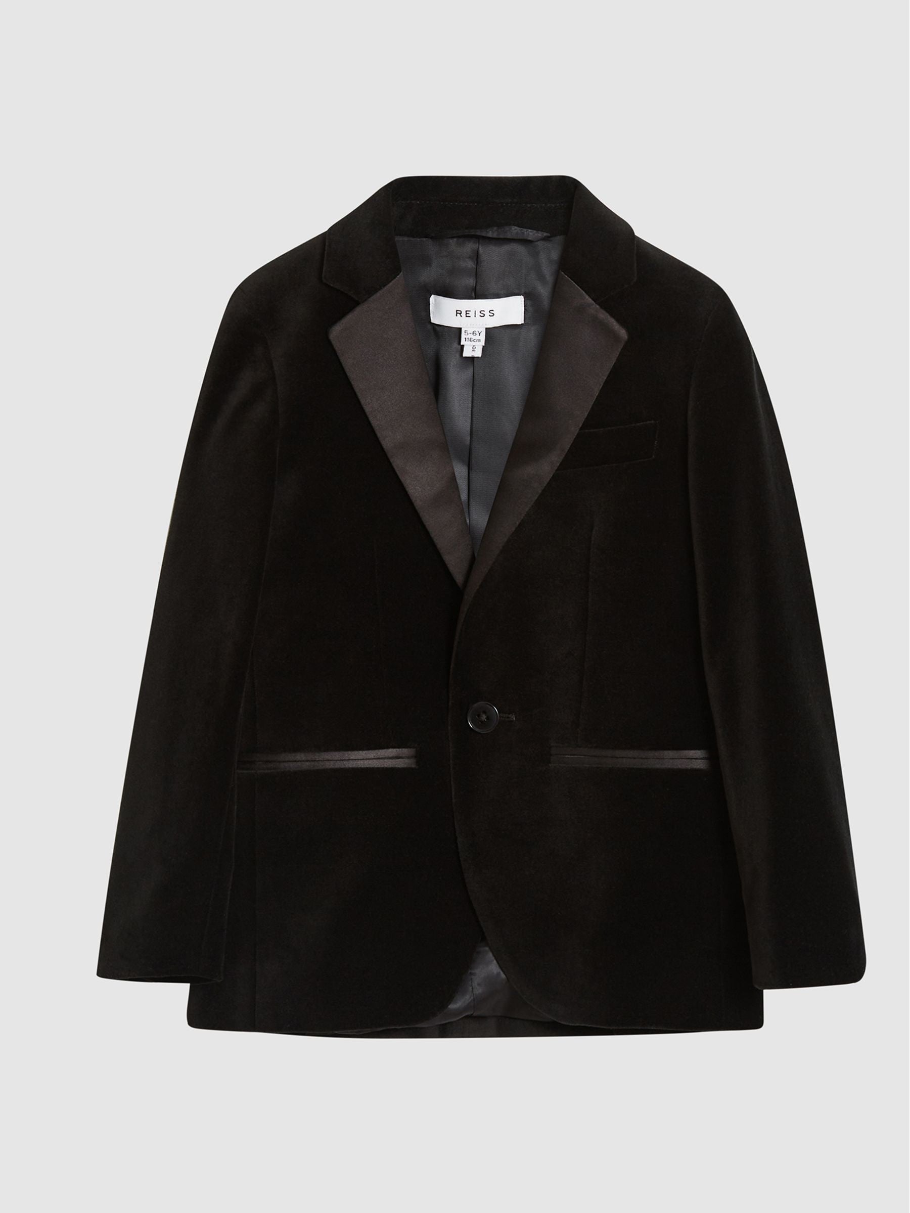Reiss Black Ace 4-9 yrs Single Breasted Velvet Blazer image 2