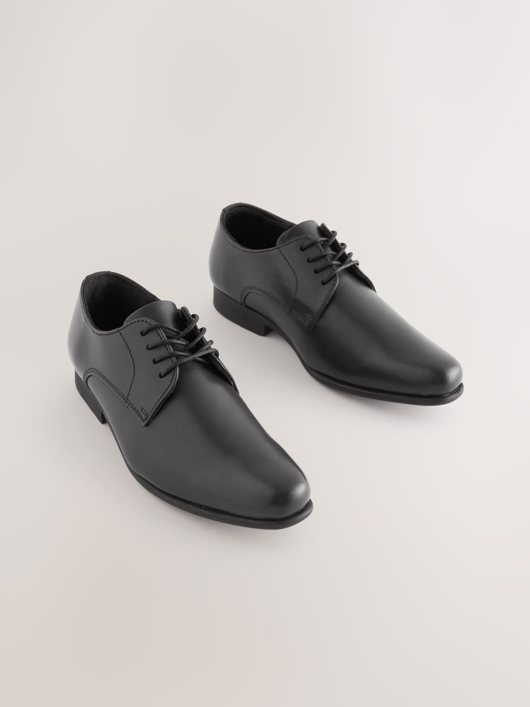 Black Wide Fit (G) School Leather Lace Up Shoes image 1