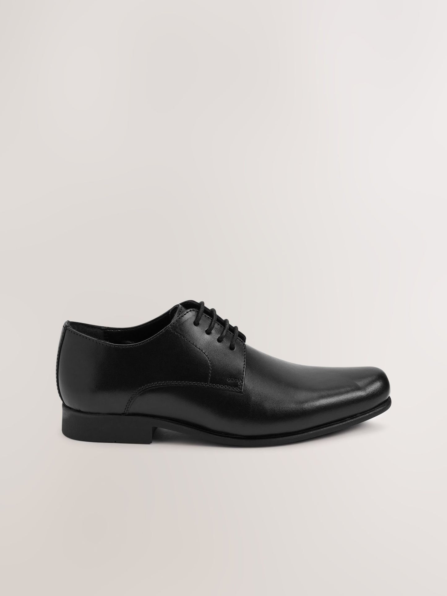 Black Wide Fit (G) School Leather Lace Up Shoes image 2