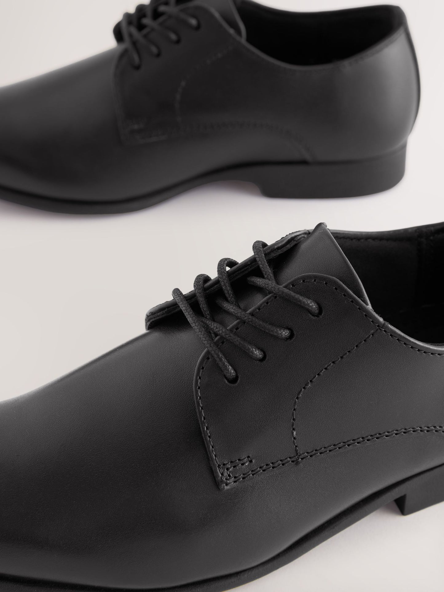 Black Wide Fit (G) School Leather Lace Up Shoes image 7