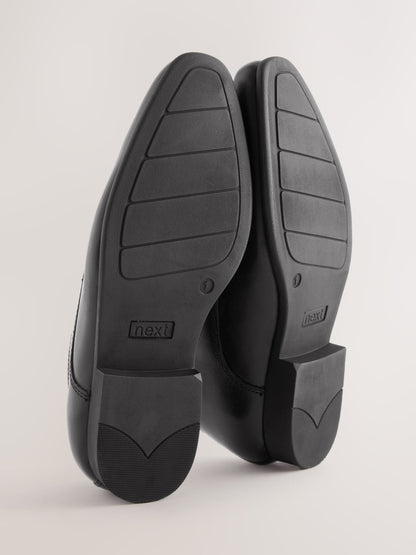 Black Wide Fit (G) School Leather Lace Up Shoes image 9