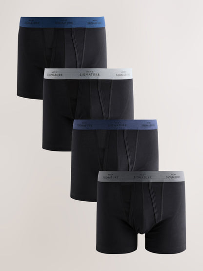 Dsiney Kidz - Black Blue/Grey Waistband Comfort Soft 4 pack Signature Cotton Rich Trunks image 1