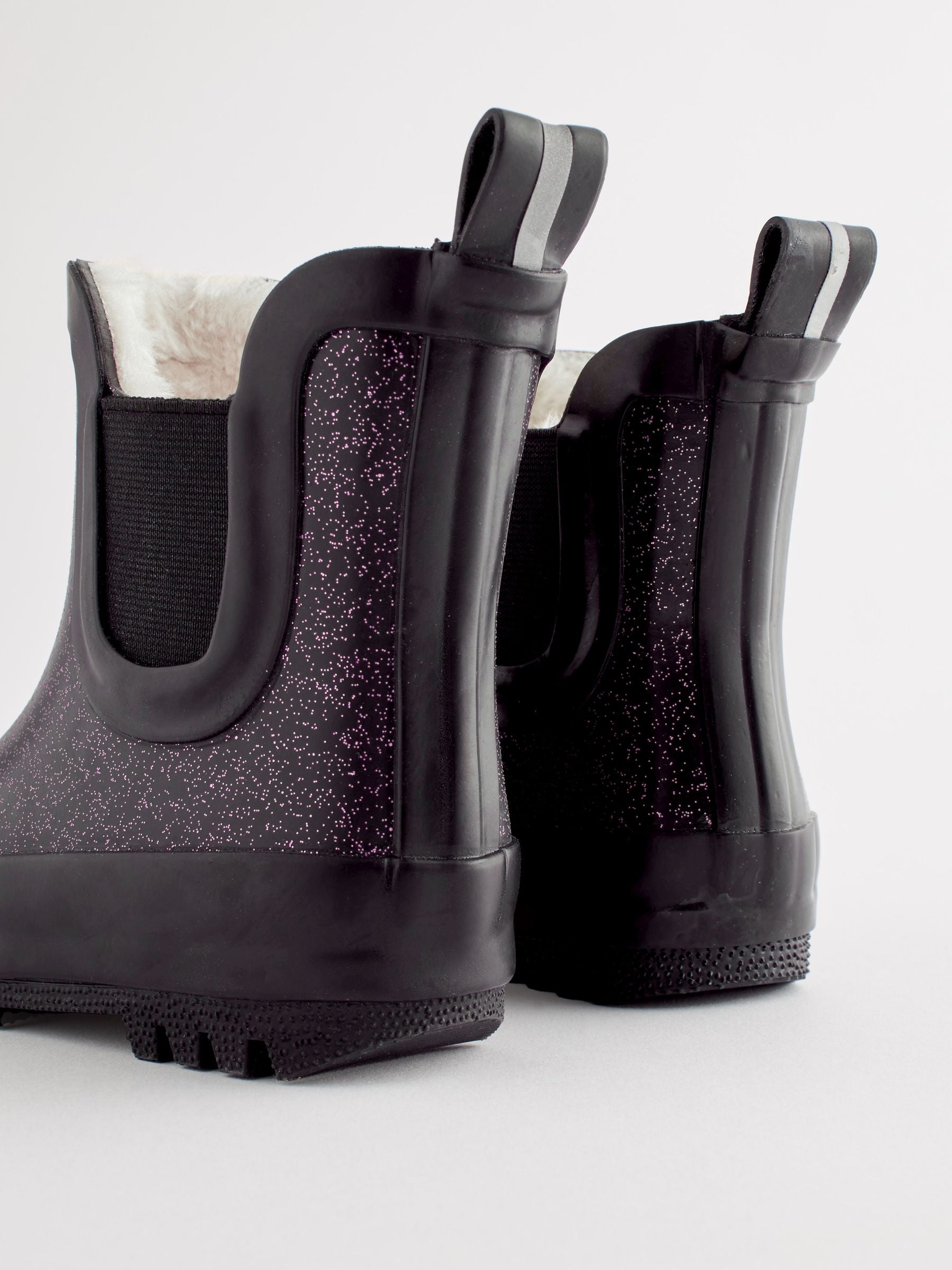 Black Glitter Chelsea Wellies image 6