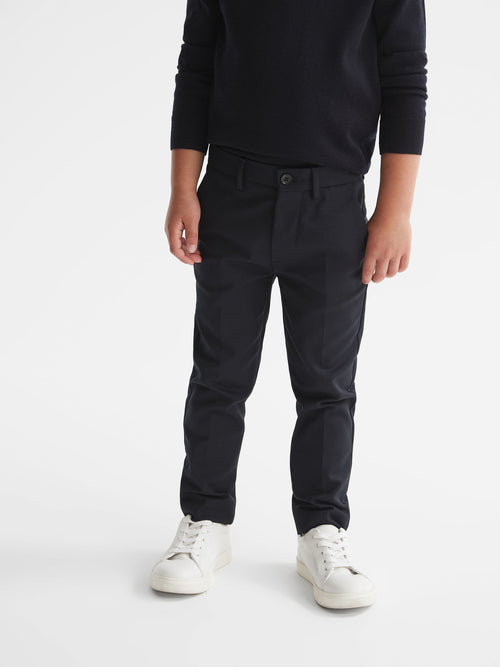 Reiss Navy Eastbury 3-9 yrs Slim-Fit Cotton-Blend Chinos image 1