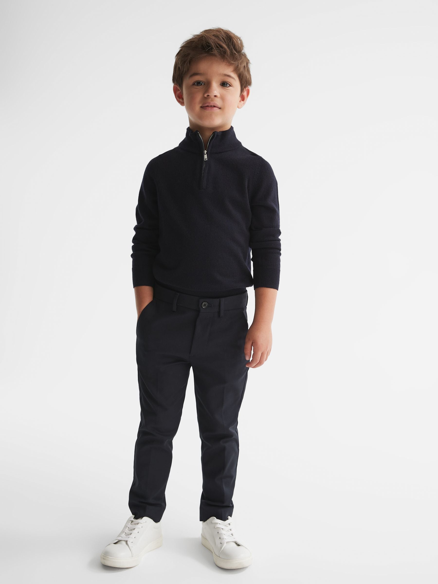 Reiss Navy Eastbury 3-9 yrs Slim-Fit Cotton-Blend Chinos image 3