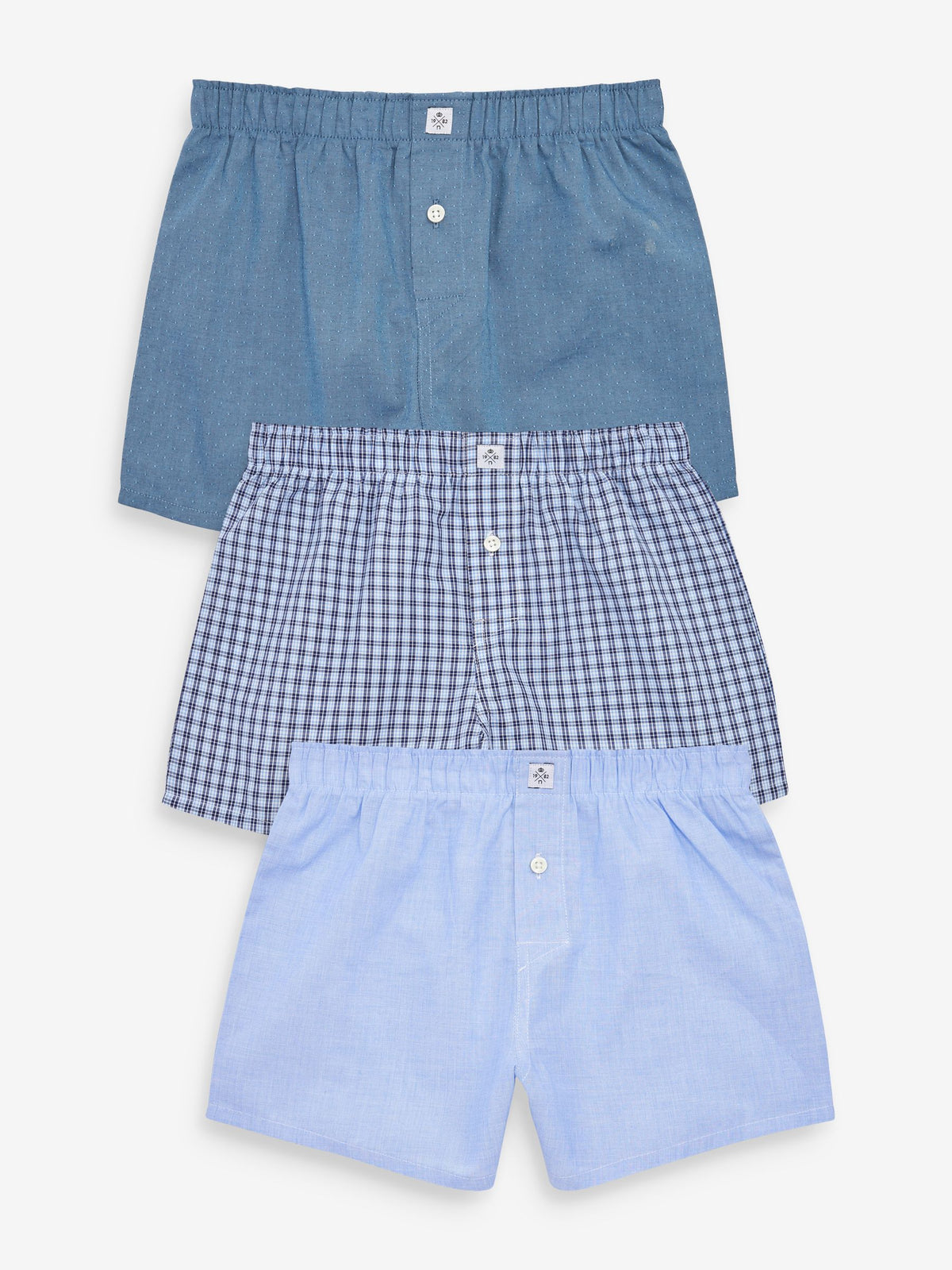 Dsiney Kidz - Blue 100% Cotton Woven Trunks 3 Pack (2-16yrs) image 1