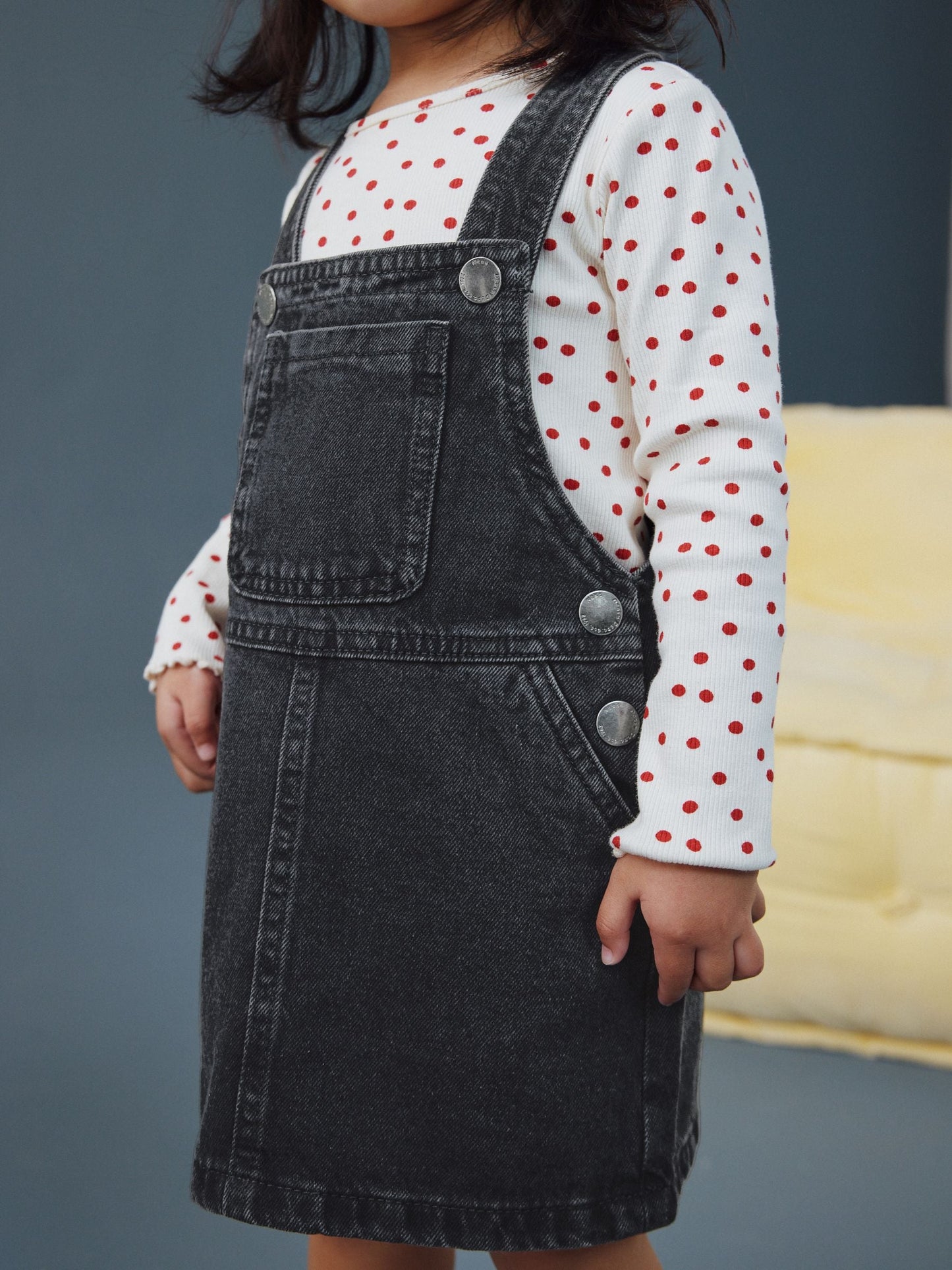 Dsiney Kidz - Black Denim Pinafore Dress (3mths-7yrs) image 2