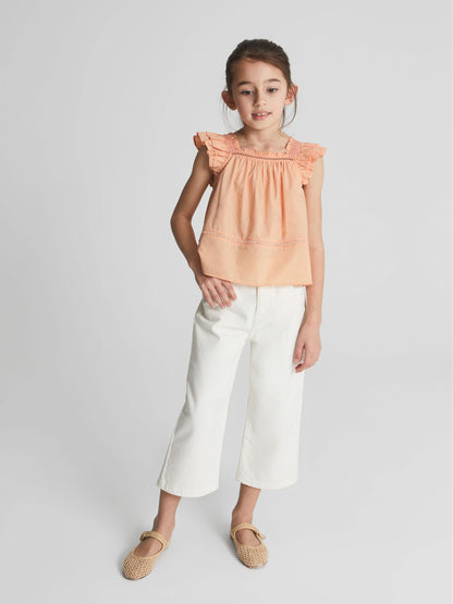 Dsiney Kidz - Reiss Orange Blake Junior Ruffle Shoulder Top image 3