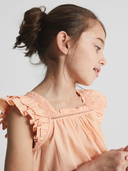 Dsiney Kidz - Reiss Orange Blake Junior Ruffle Shoulder Top image 4