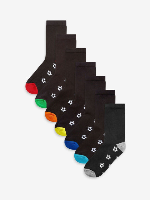 Black Football Cotton Rich Cushioned Socks 7 Pack image 1