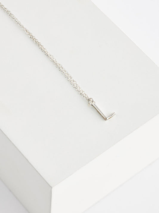 Sterling Silver L Initial Necklace image 1