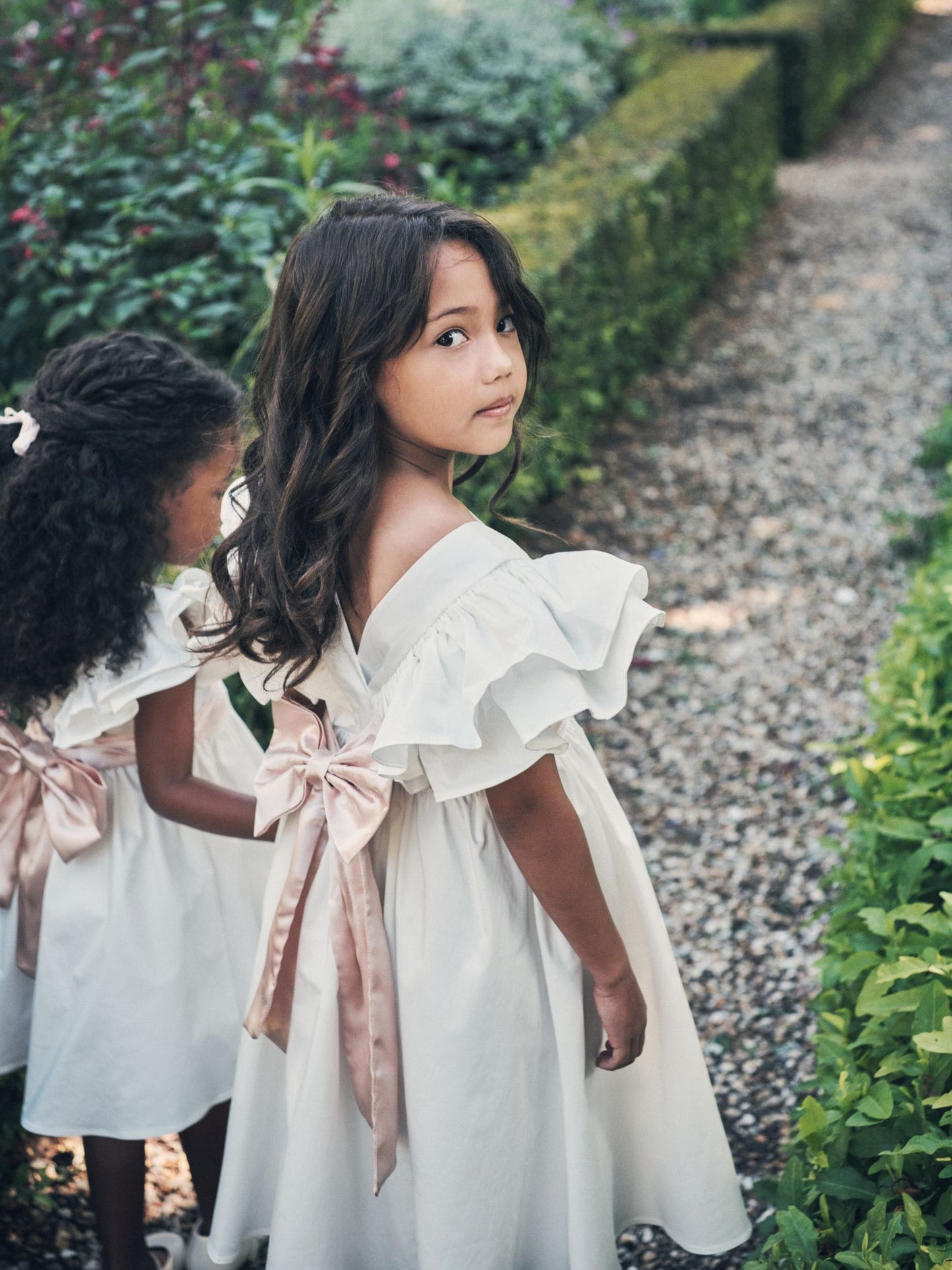 Angel & Rocket White/Pink Taffeta Ruffle Bow Sylvie Dress image 1