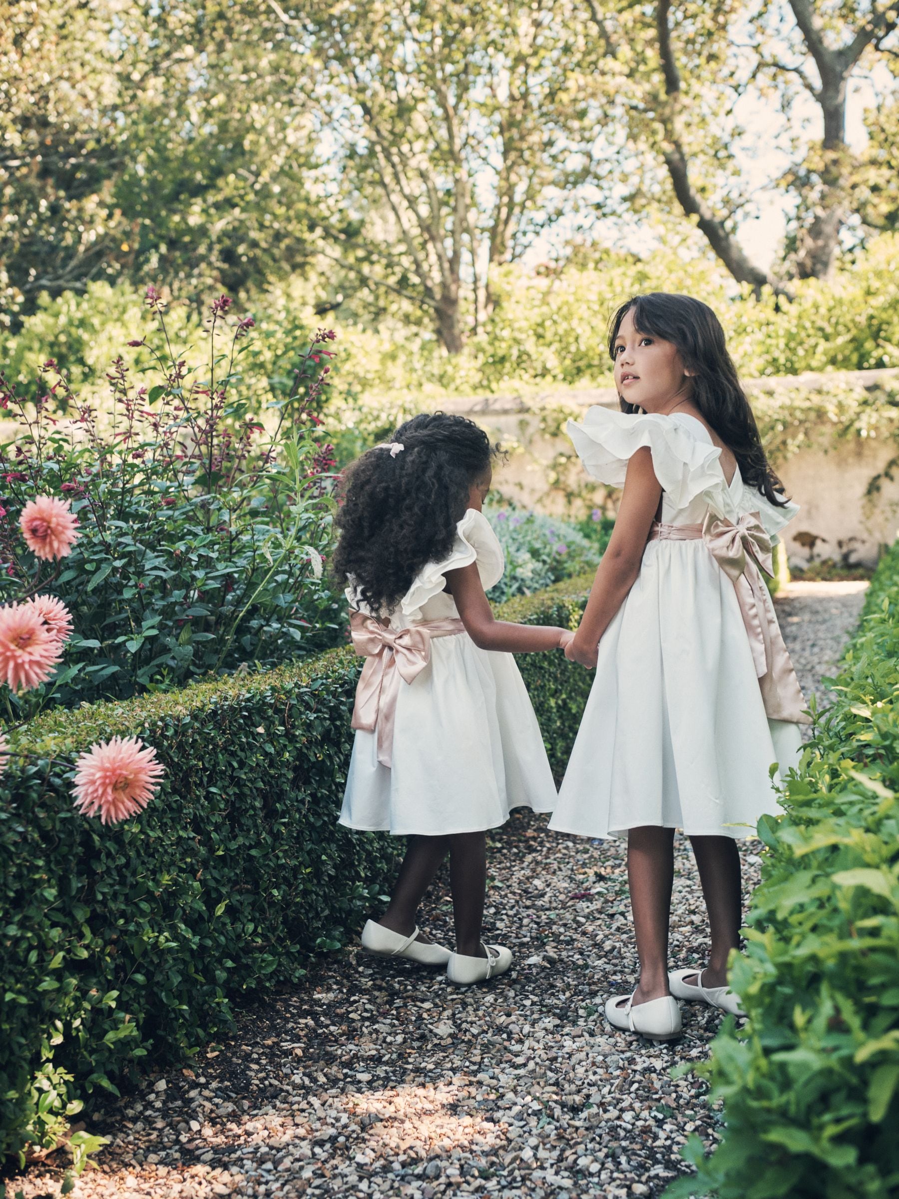 Angel & Rocket White/Pink Taffeta Ruffle Bow Sylvie Dress image 3
