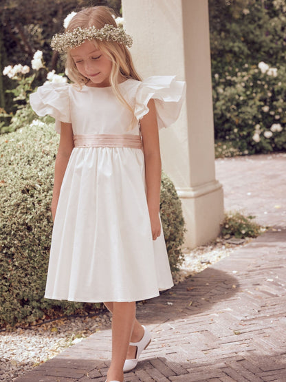 Angel & Rocket White/Pink Taffeta Ruffle Bow Sylvie Dress image 4