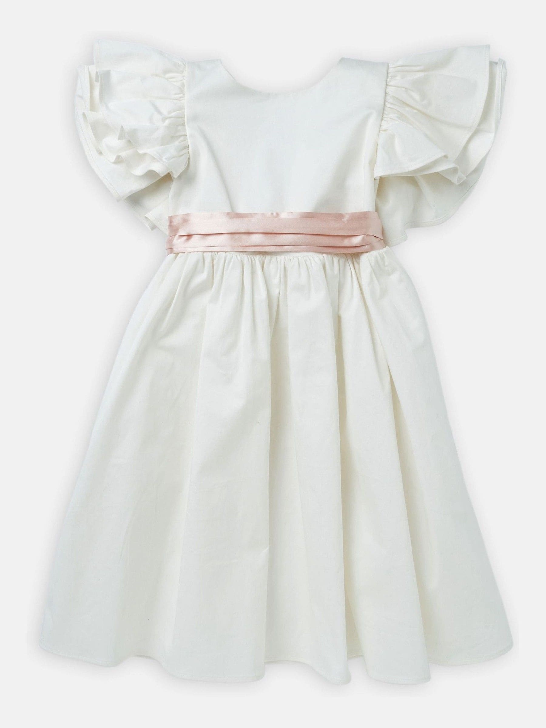Angel & Rocket White/Pink Taffeta Ruffle Bow Sylvie Dress image 8