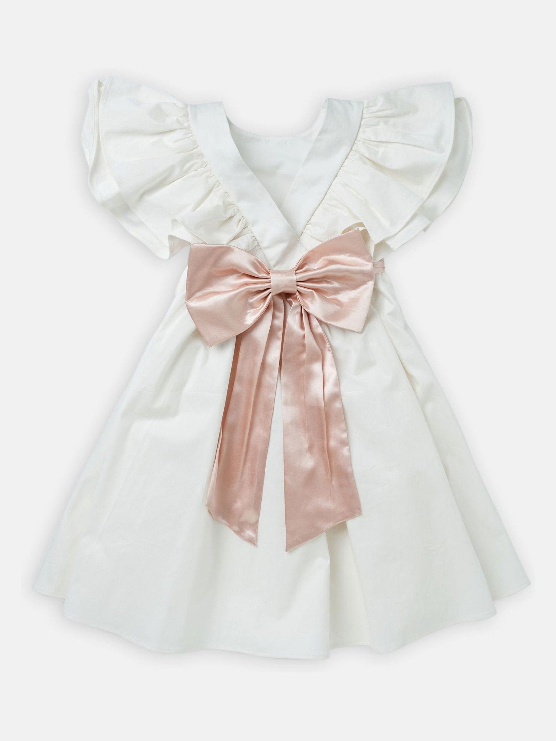 Angel & Rocket White/Pink Taffeta Ruffle Bow Sylvie Dress image 9