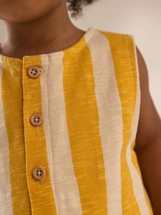 Yellow/Off White Stripe 100% Cotton Romper (3mths-7yrs) image 3
