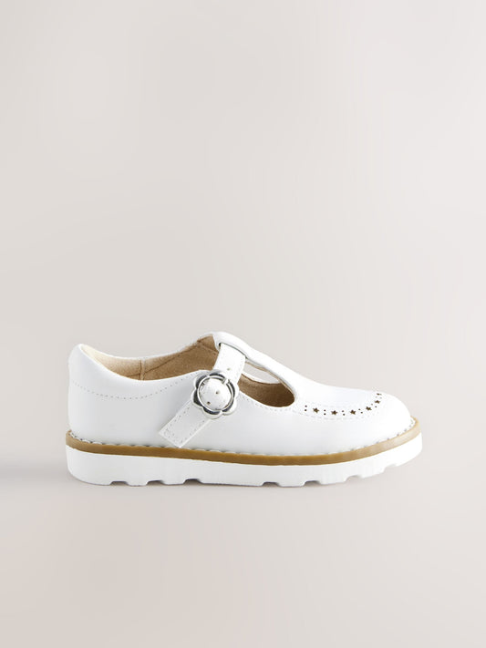 White Wide Fit (G) T-Bar Shoes image 2