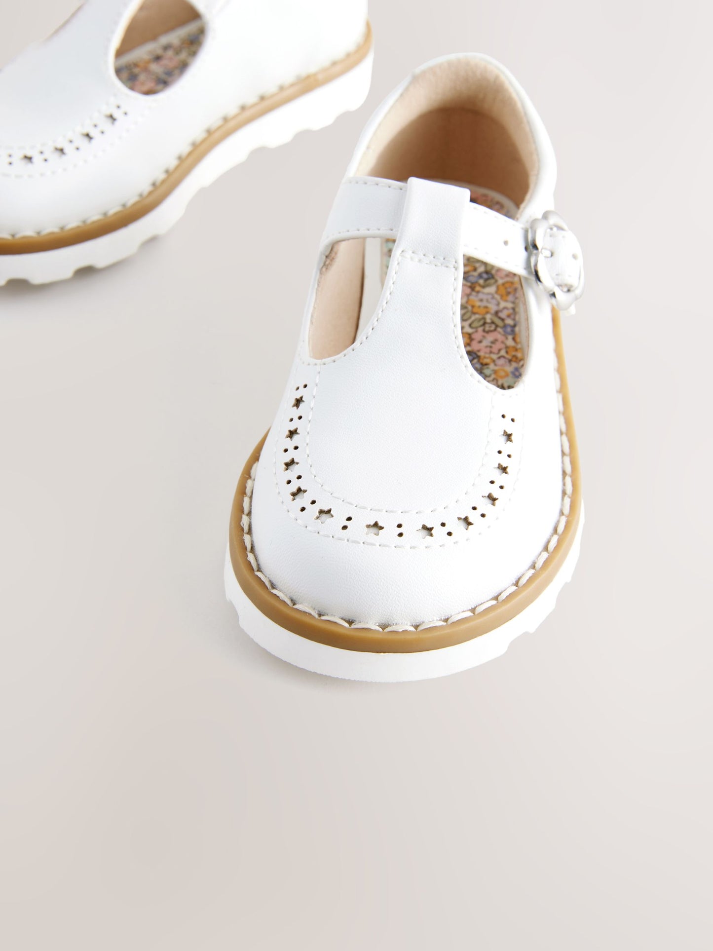 White Wide Fit (G) T-Bar Shoes image 4