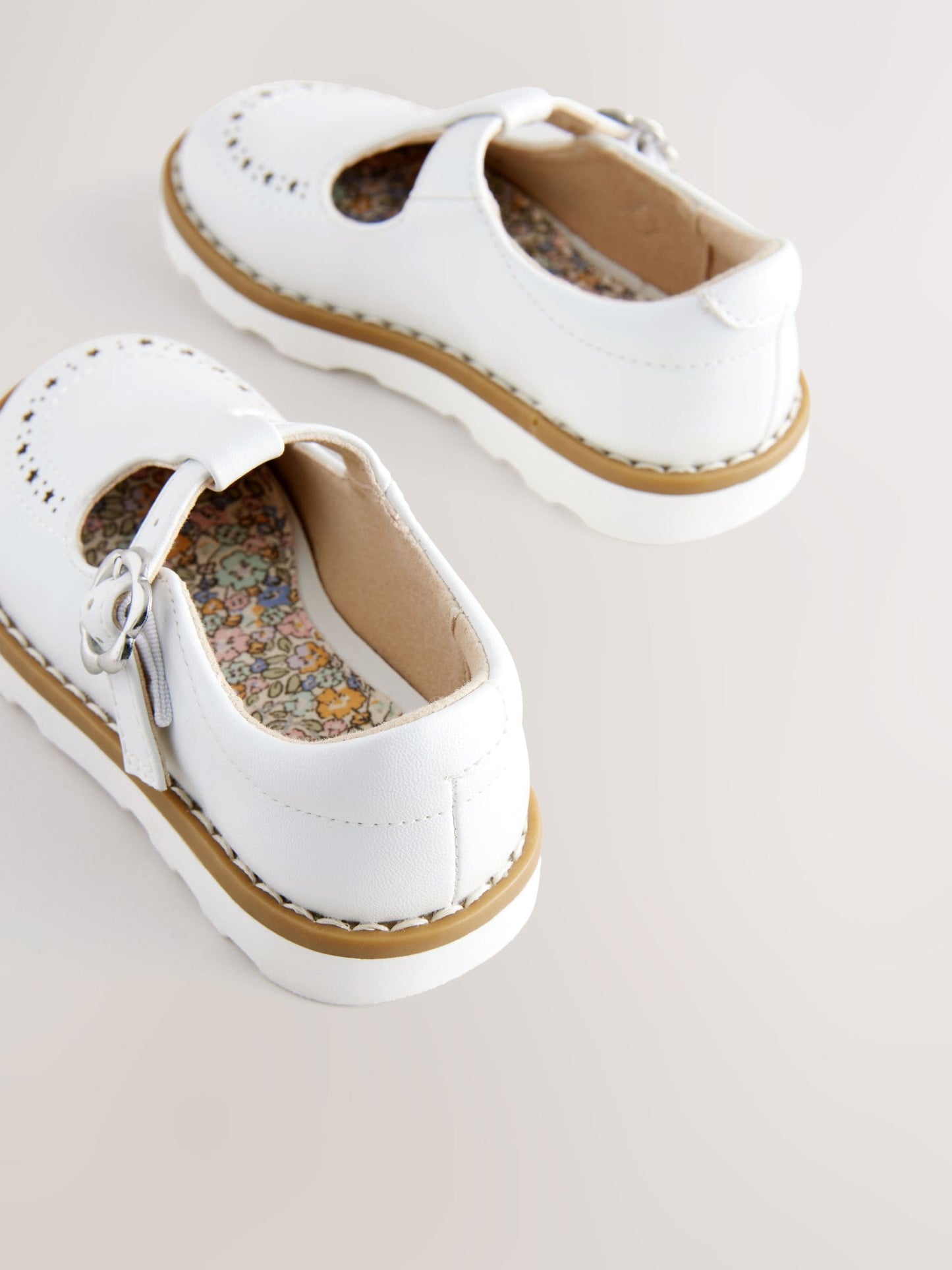 White Wide Fit (G) T-Bar Shoes image 4