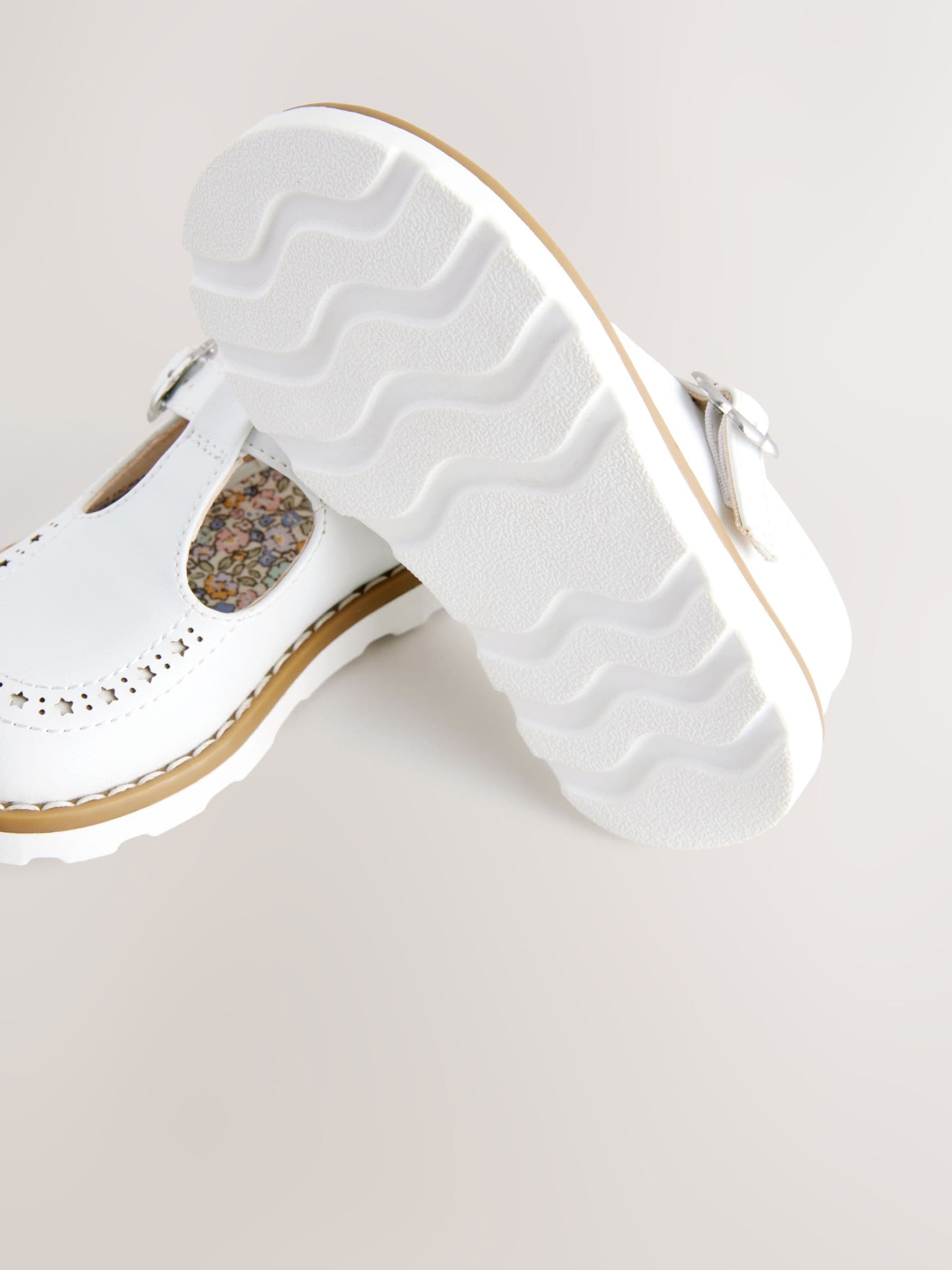 White Wide Fit (G) T-Bar Shoes image 6