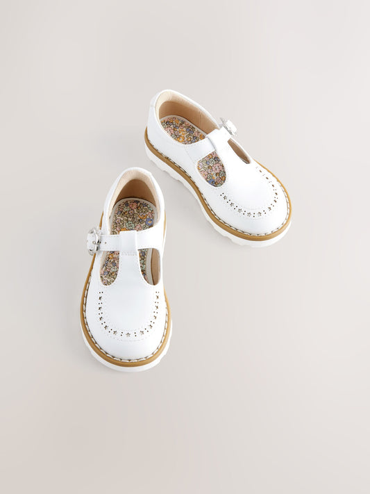 White Wide Fit (G) T-Bar Shoes image 1