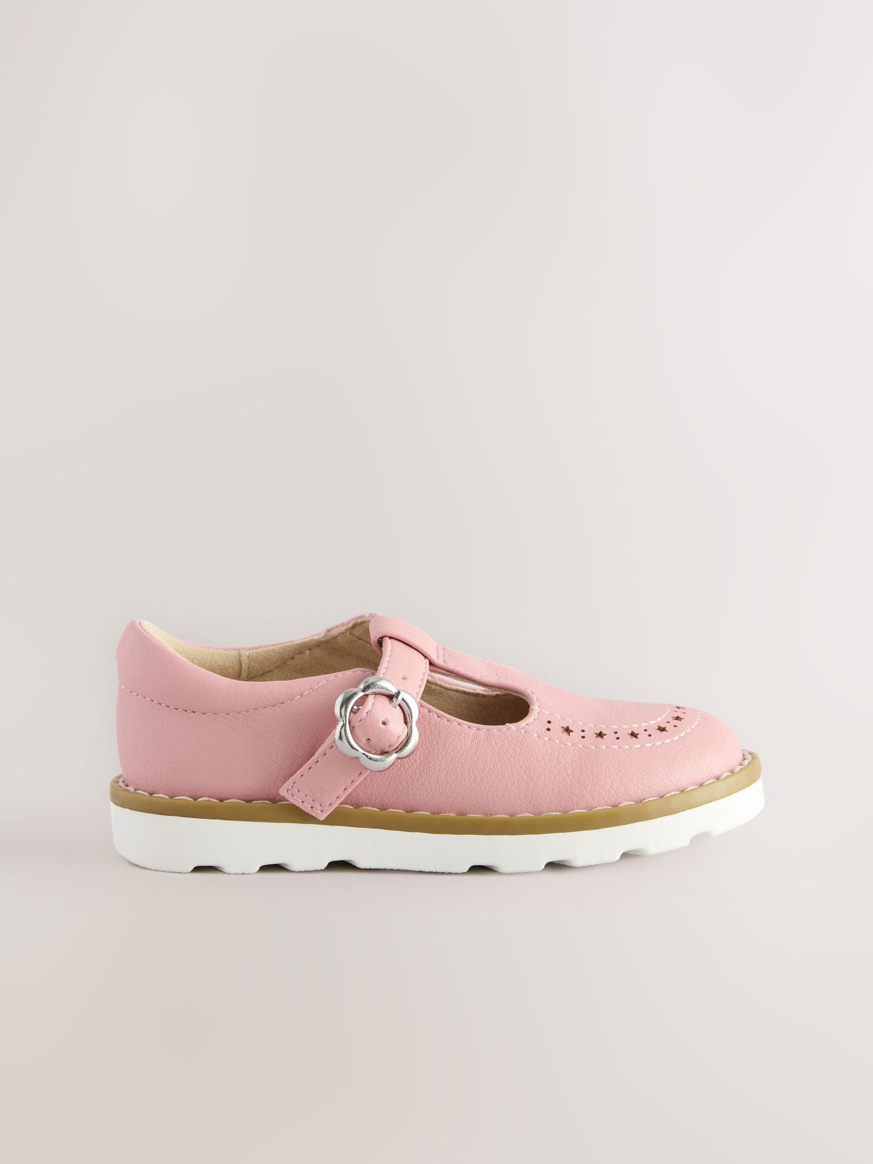 Pink Wide Fit (G) T-Bar Shoes image 3