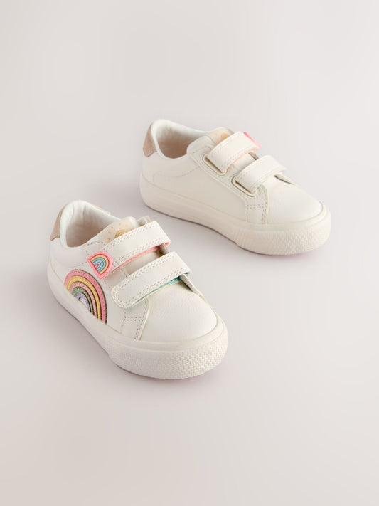 White Wide Fit (G) Touch Fasten Trainers image 1