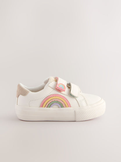 White Wide Fit (G) Touch Fasten Trainers image 2